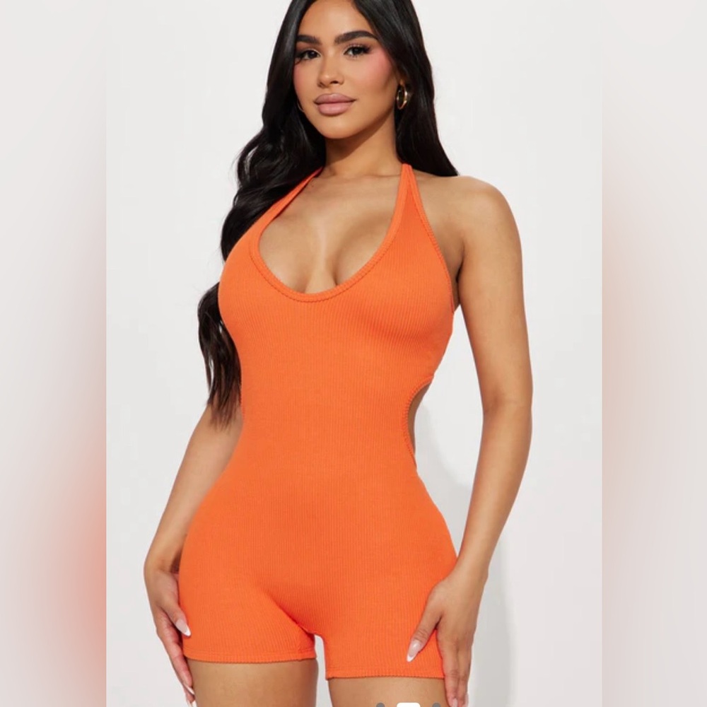 Fashion Nova Orange Halter Bodysuit